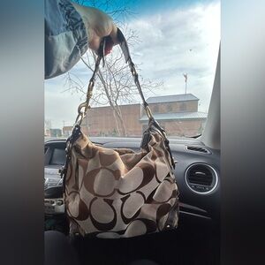 Coach Brown and Tan Carly  purse